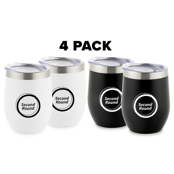 Second Round Other - Insulated Wine Tumbler Set 4 Pack Black White 12oz